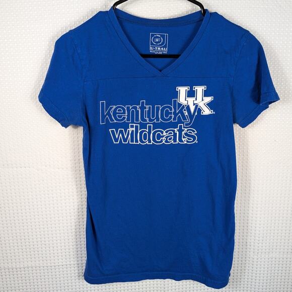 Kentucky Wildcats U-Trau Women’s M Blue V-Neck T-Shirt UK College NCAA Made USA - Picture 1 of 6